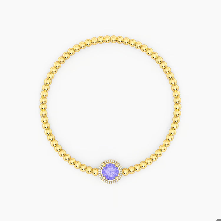 Gold Tanzanite Birthstone Beaded Bracelet