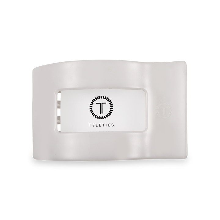 TELETIES - Flat Rectangle Hair Clip | Medium | Coconut White