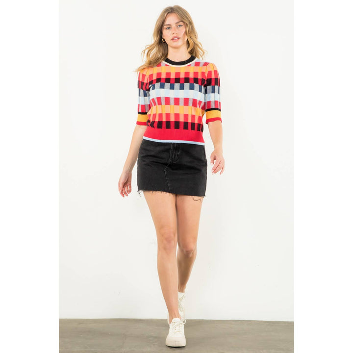 THML - Short Sleeve Textured Knit Top