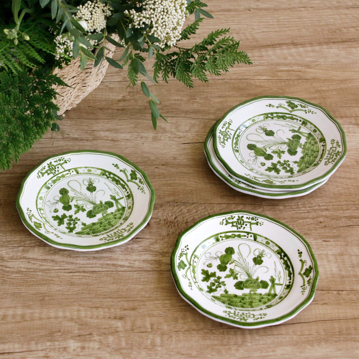 VIDA Faenza Appetizer Plate Set of 4 (Green and White)