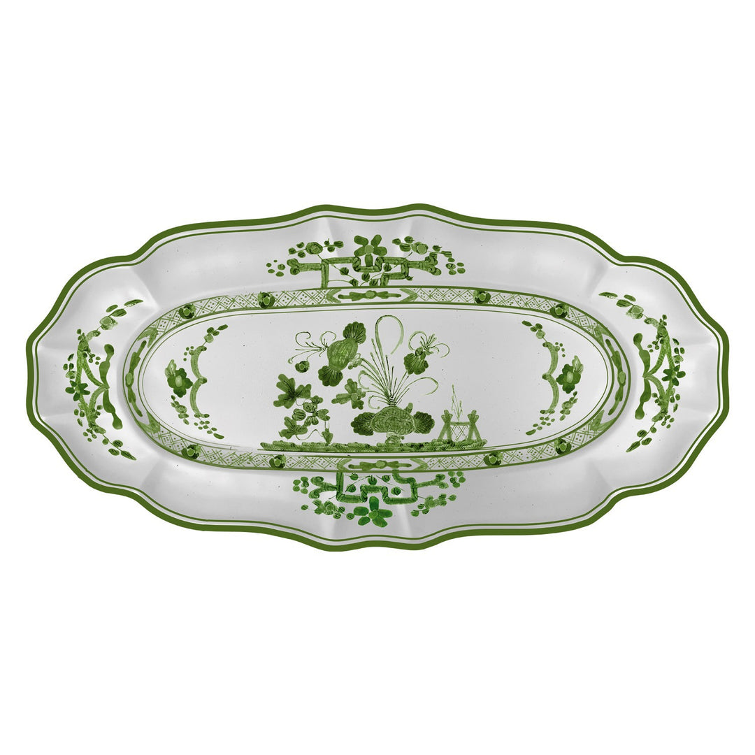 VIDA Faenza Long Rectangle Tray (Green and White)