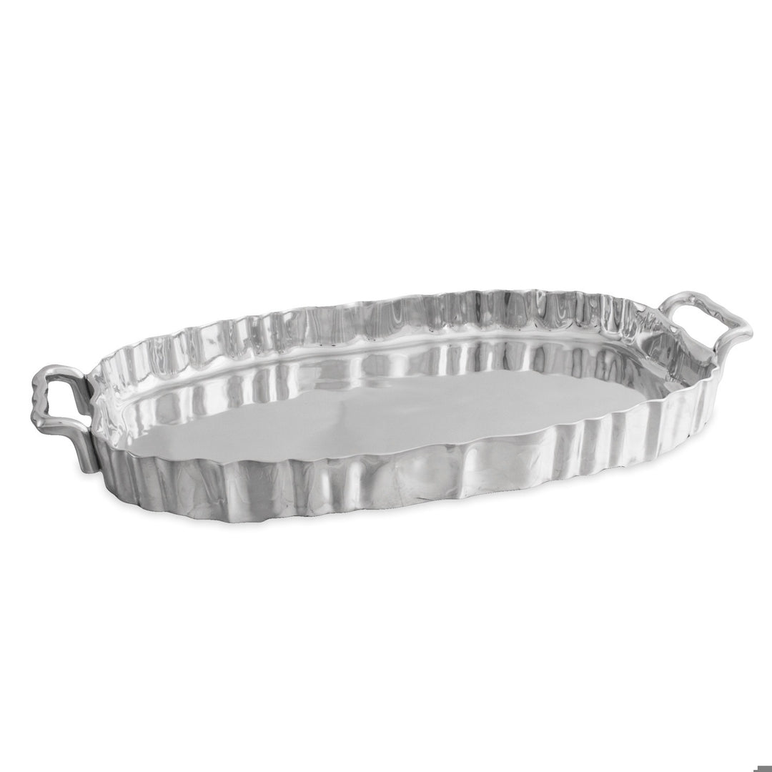 VINTAGE Fluted Oval Tray with Handles