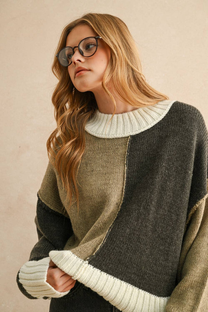 Color Block Sweater Top