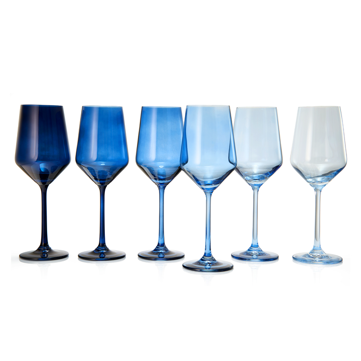 Blue Winter Christmas Wine Glasses | Set of 6