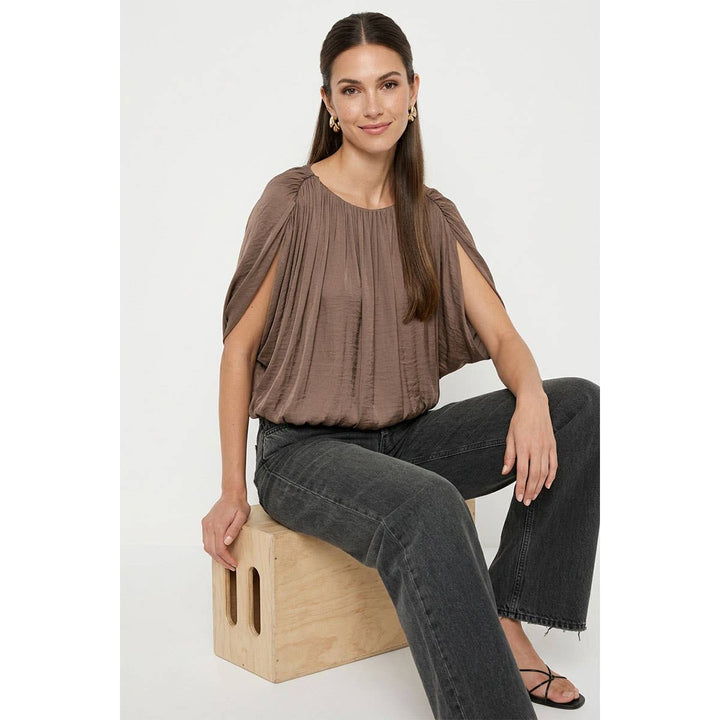 Grecian Drape Bubble Blouse