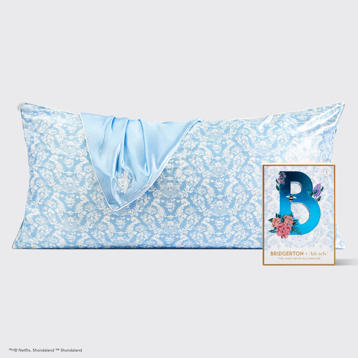 KITSCH - Kitsch x Bridgerton King Satin Pillowcase / Toile De Blue