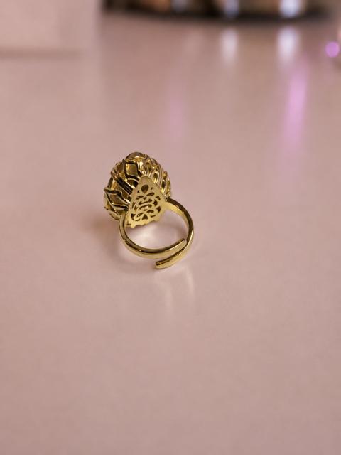 Vixen Adjustable Crystal Ring in Golden Topaz