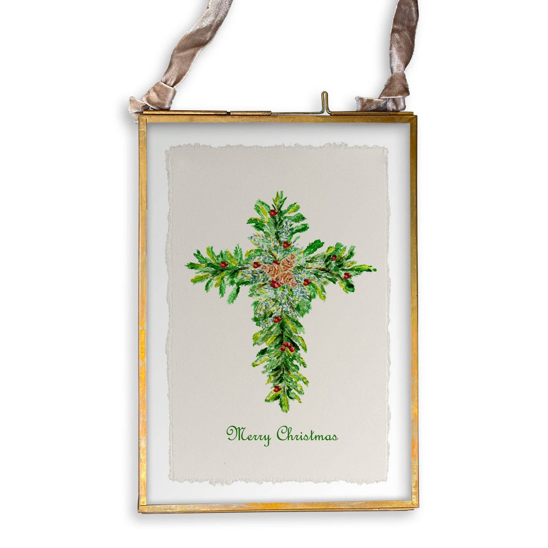 Christmas Cross with Red Berries Towel