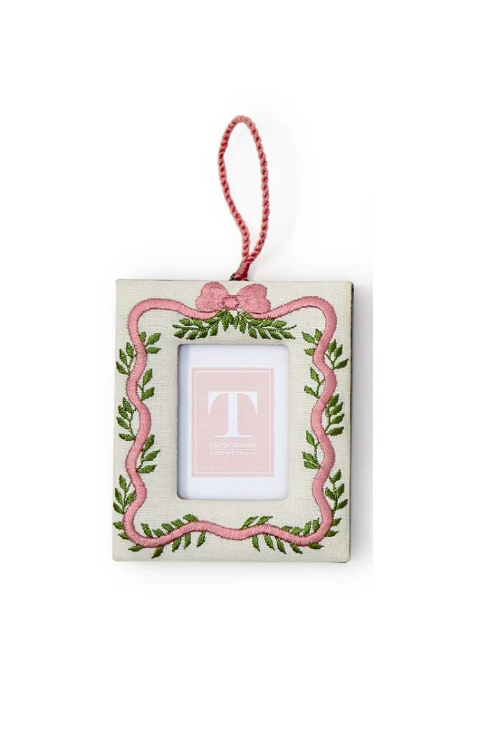 Holiday Memories Embroidered Photo Frame Ornament Assorted 3 Designs