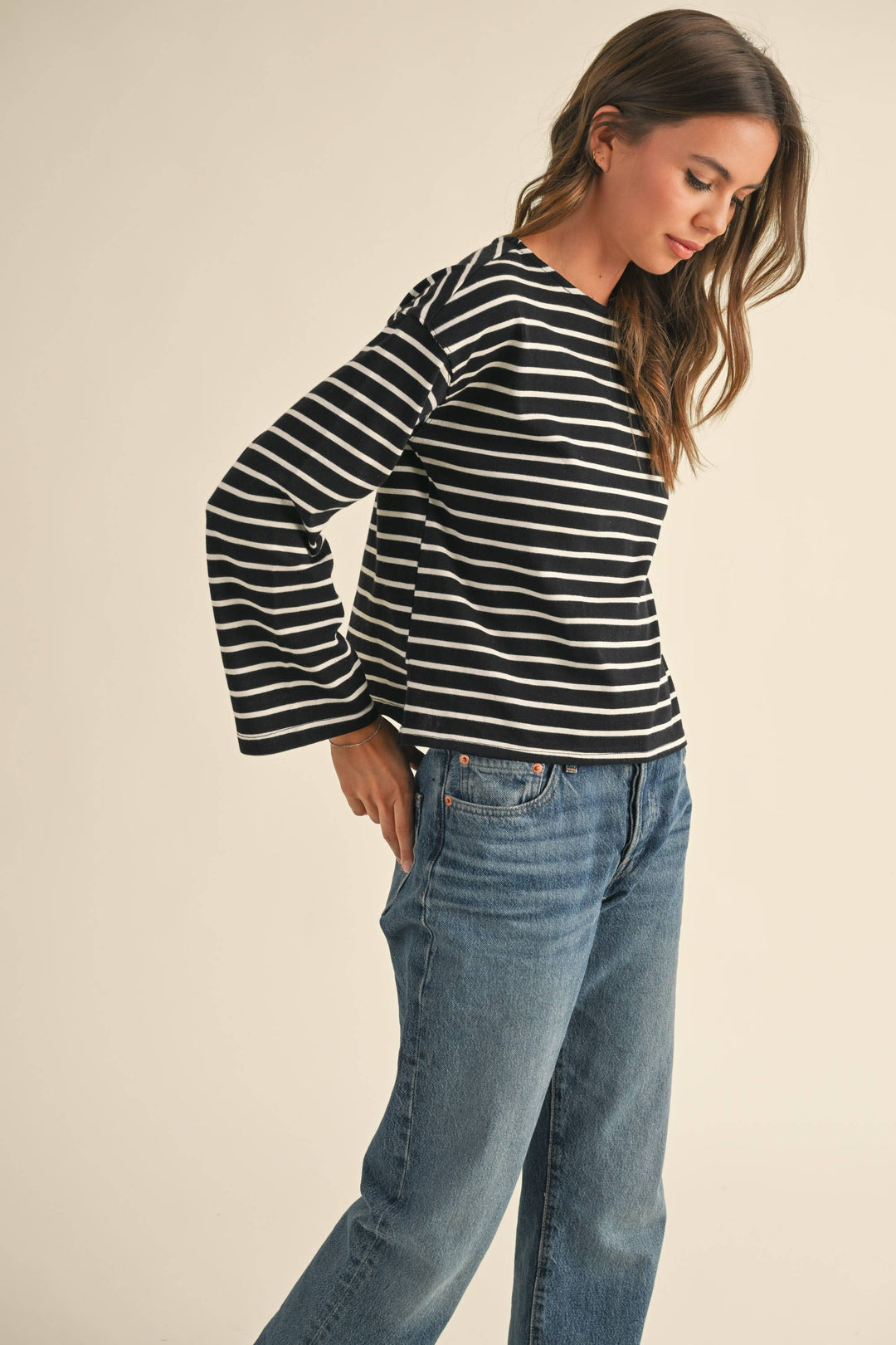 Striped Pattern Long Sleeve Top