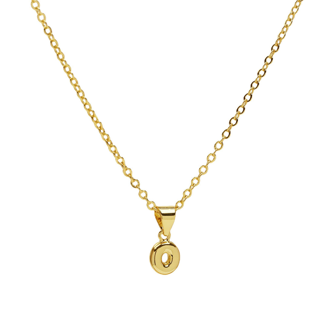 Initial Mini Balloon Bubble 18K Gold Necklace