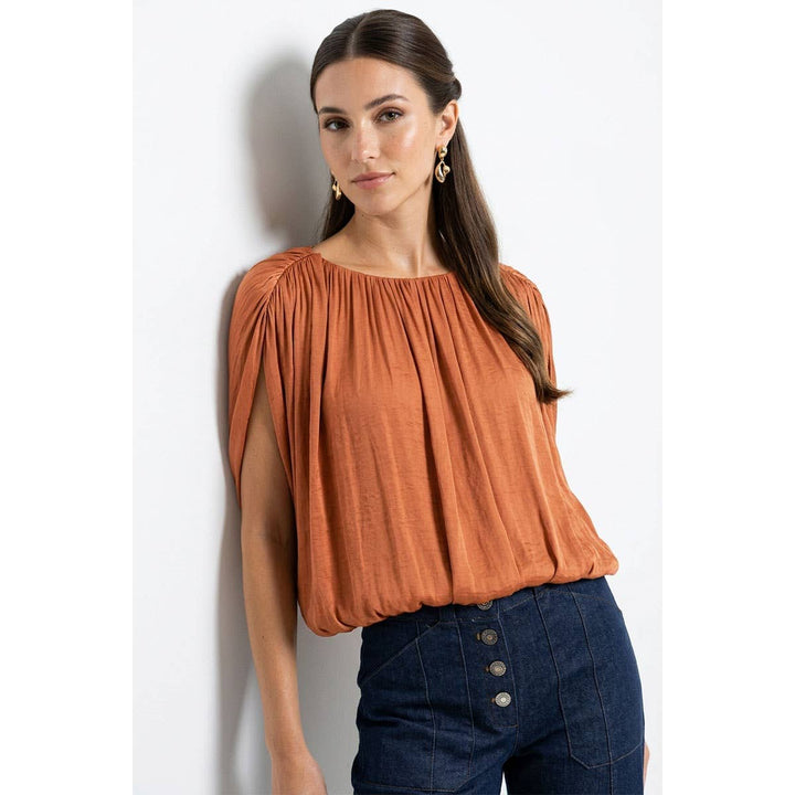 Grecian Drape Bubble Blouse