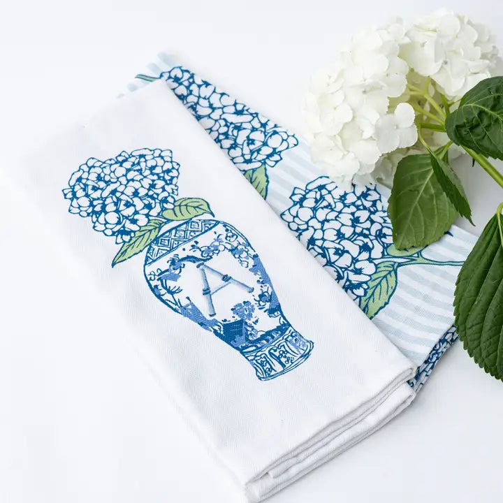 Hydrangea Initial Kitchen Towel Set