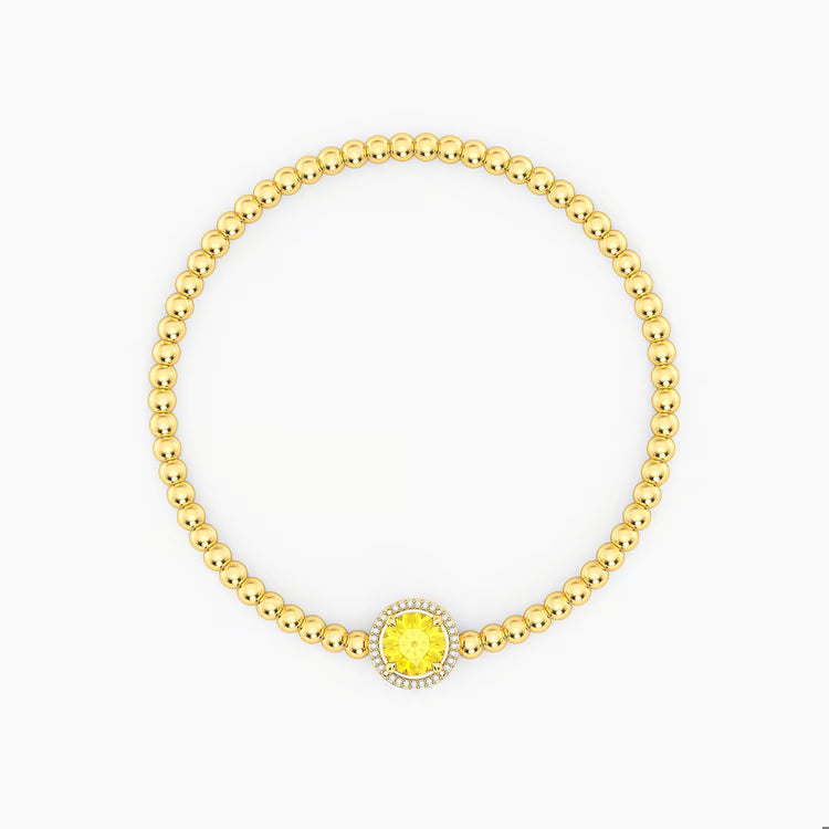 Gold Citrine Birthstone Beaded Bracelet