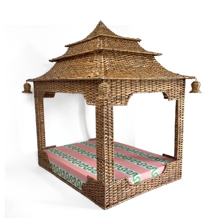 Rattan Pagoda Dog Bed Chinoiserie