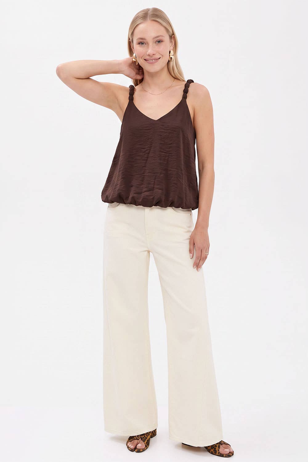 Billowy Strap Accent Tank Top