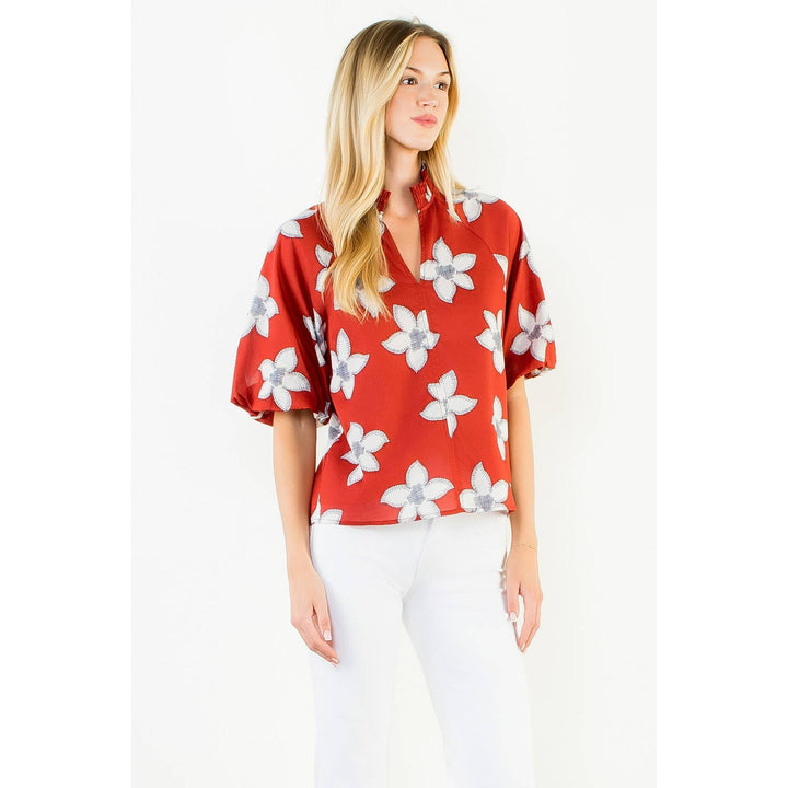 Flower Puff Sleeve Top