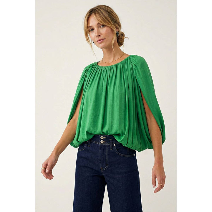 Grecian Drape Bubble Blouse
