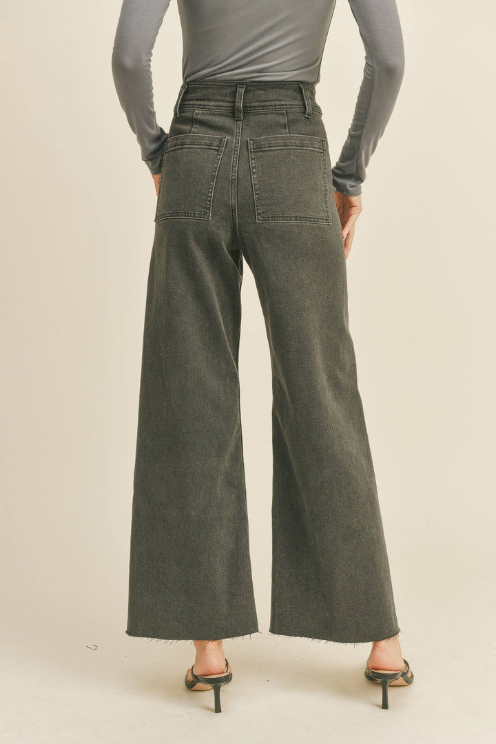 Straight Wide Leg Denim Pants