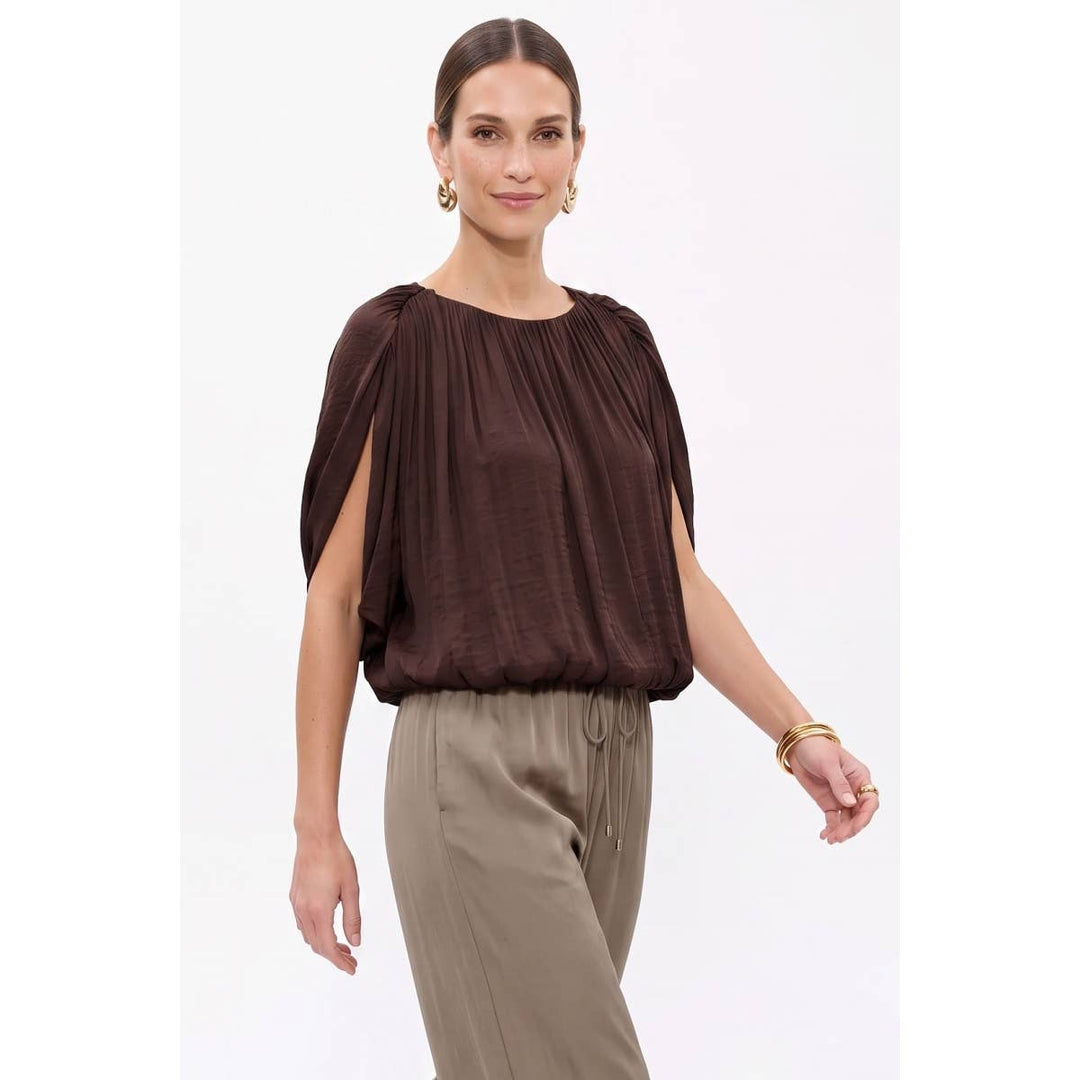 Grecian Drape Bubble Blouse