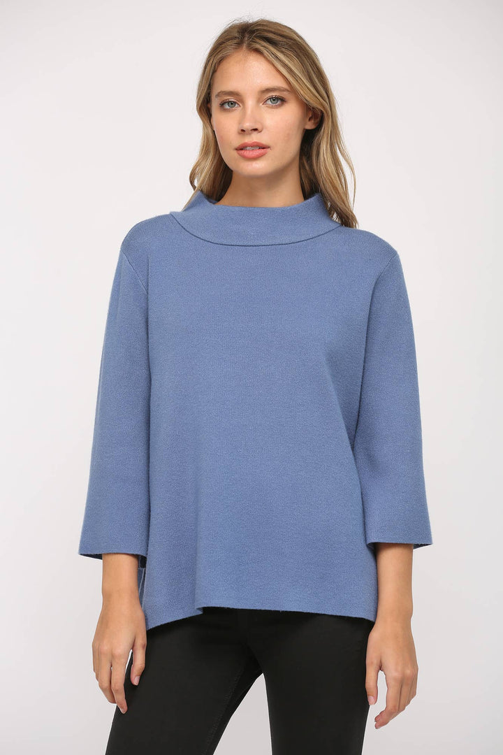 Mock Neck Pull Over Sweater/Bell Sleeve