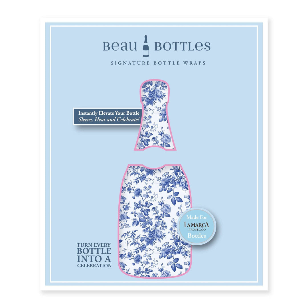 Beau Bottles - Beau Bottles Grandmillenial Blue Floral - Prosecco Collection