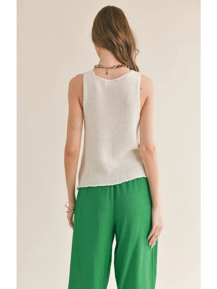 The Breeze Open Knit Neck Detail Sweater Tank