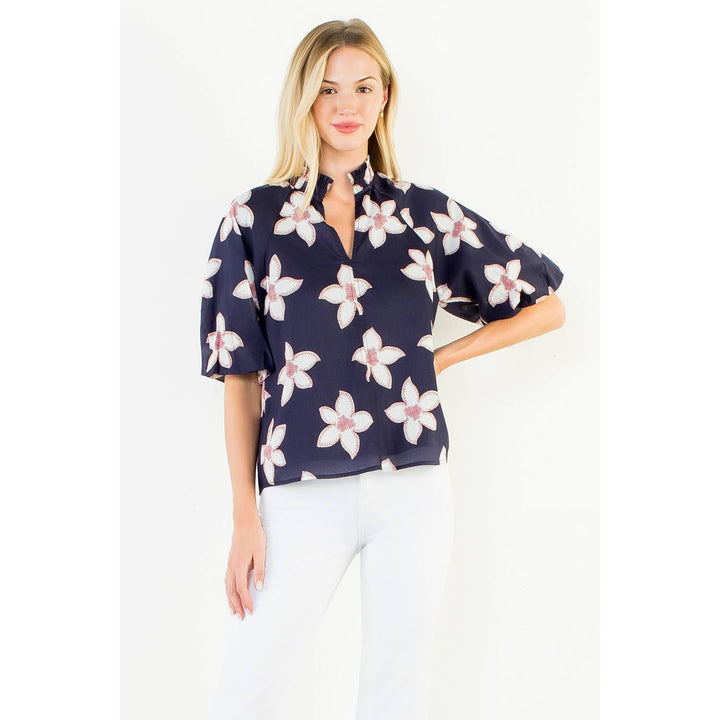 Flower Puff Sleeve Top