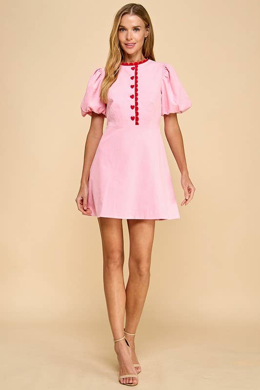 Pink Corduroy Fit and Flare Dress