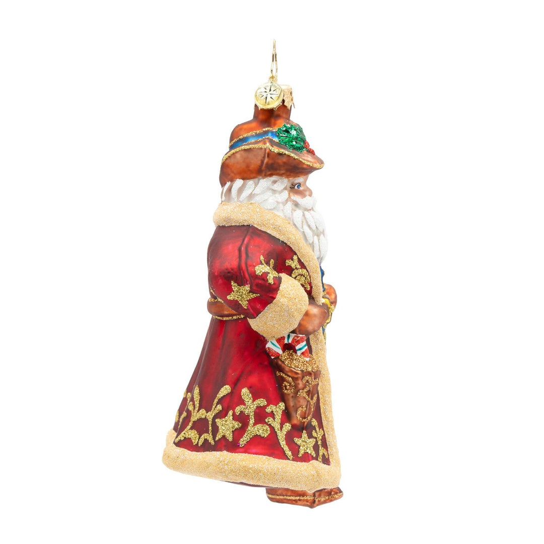 Holiday Glass Ornament – Jingle Spurs Santa