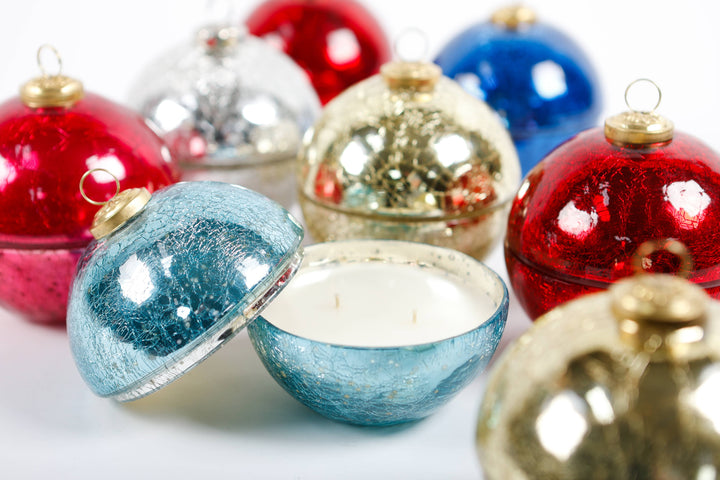 LUX FRAGRANCES - White Christmas Gold Glass Ornament Candle