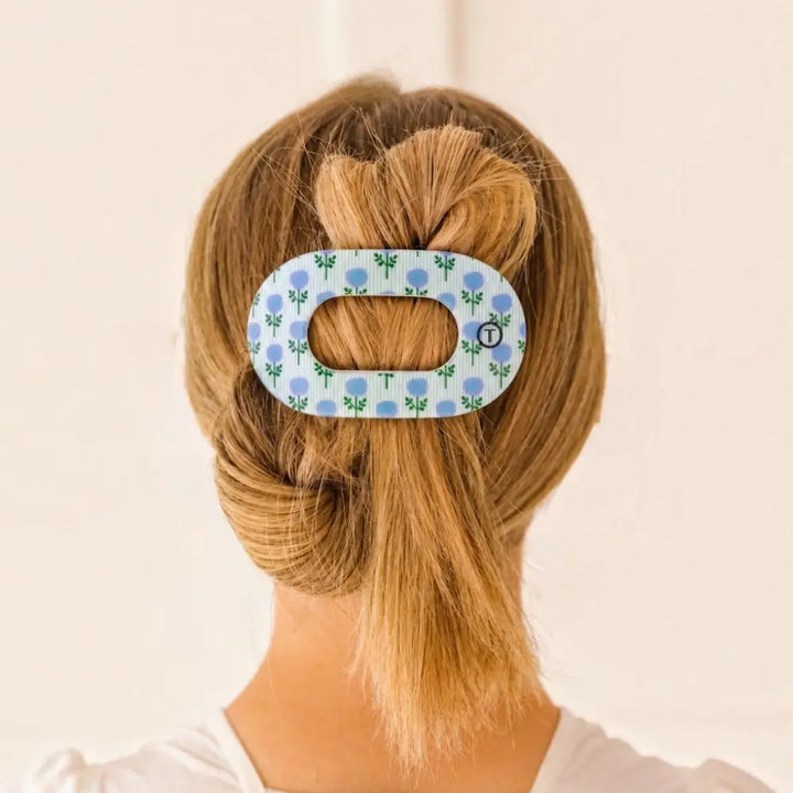 TELETIES - Flat Round Hair Clip | Large | Blue Marigold