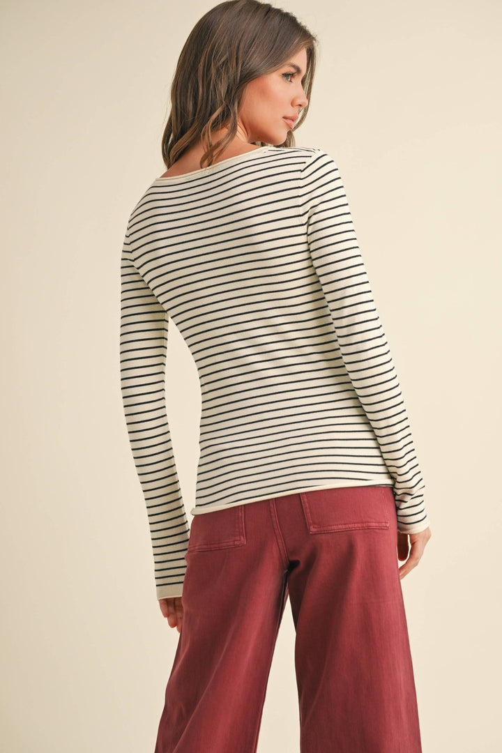 Striped Long Sleeve Knitted Top