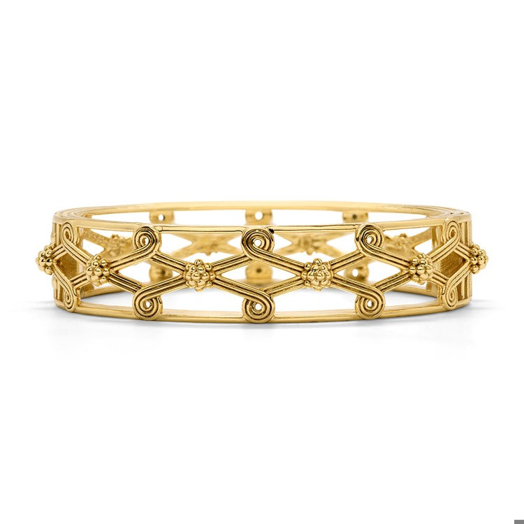 Monique Lattice Hinged Bangle in Gold