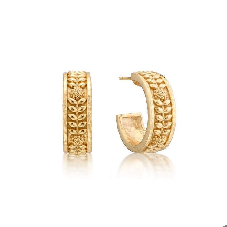 Berry Vine Small Hoop Earrings, Gold