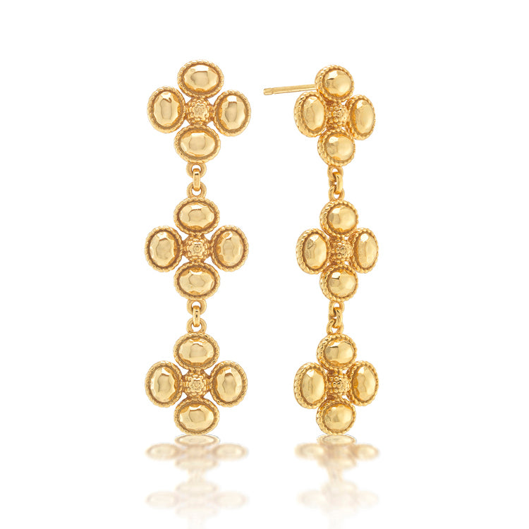 Berry Clover Linear Earrings - Gold