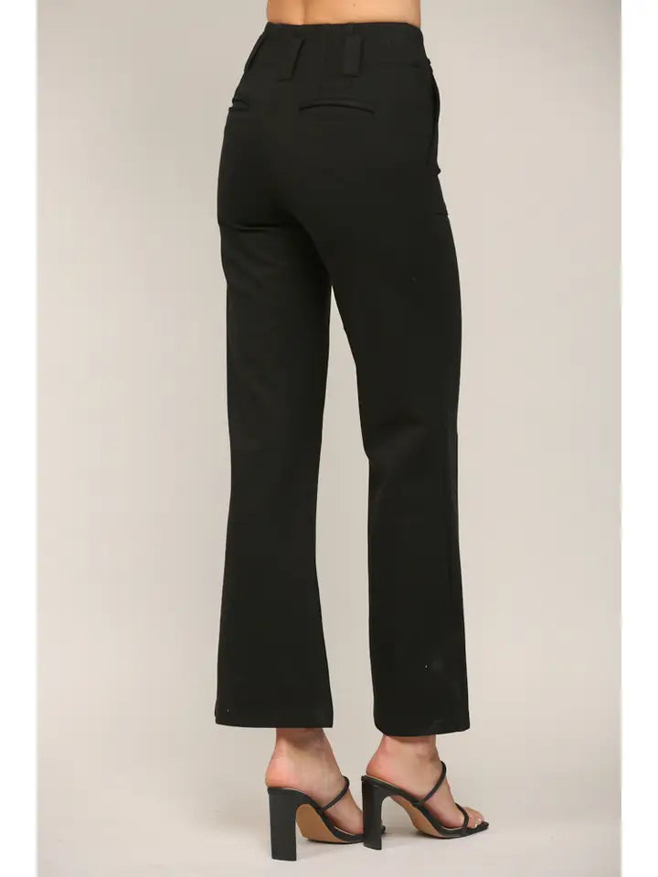 Two Front Plcket Ponte Flare Pants