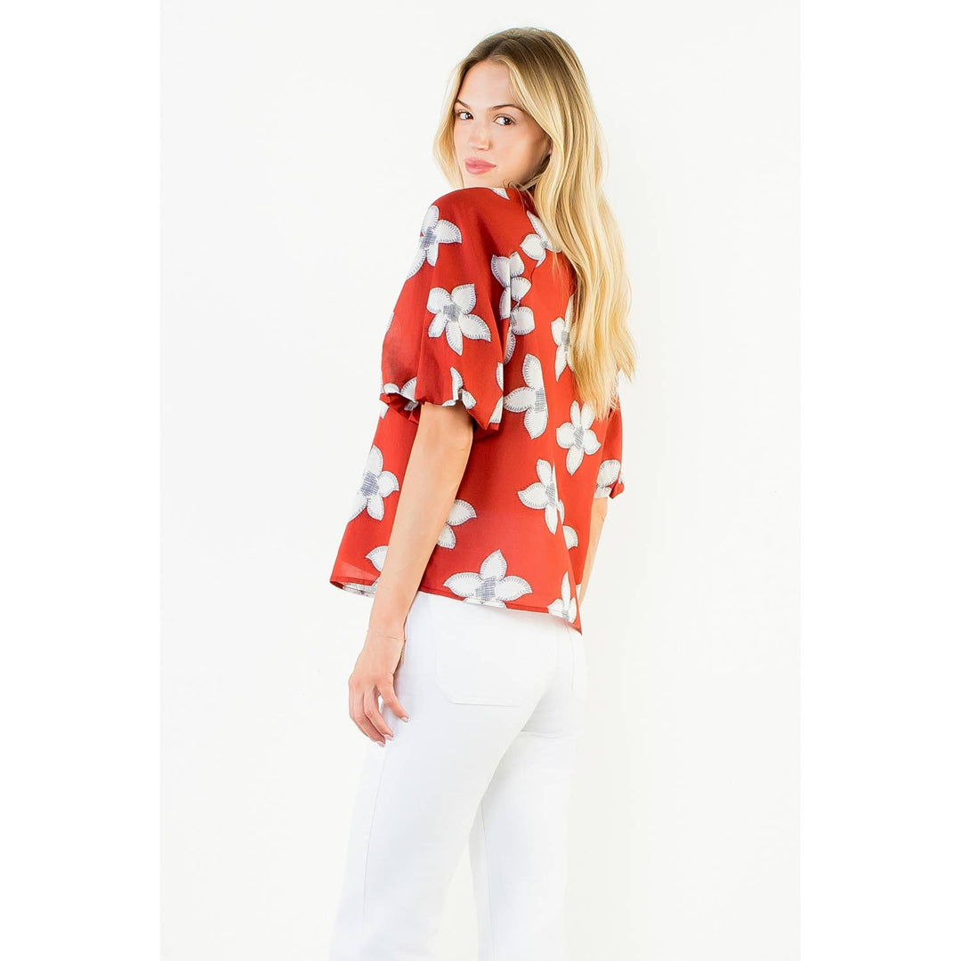 Flower Puff Sleeve Top