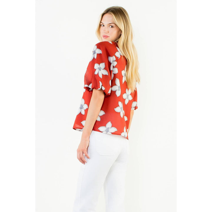 Flower Puff Sleeve Top