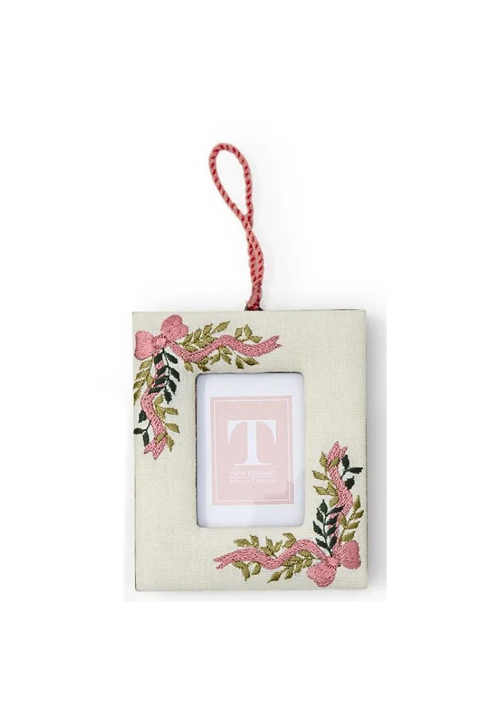 Holiday Memories Embroidered Photo Frame Ornament Assorted 3 Designs