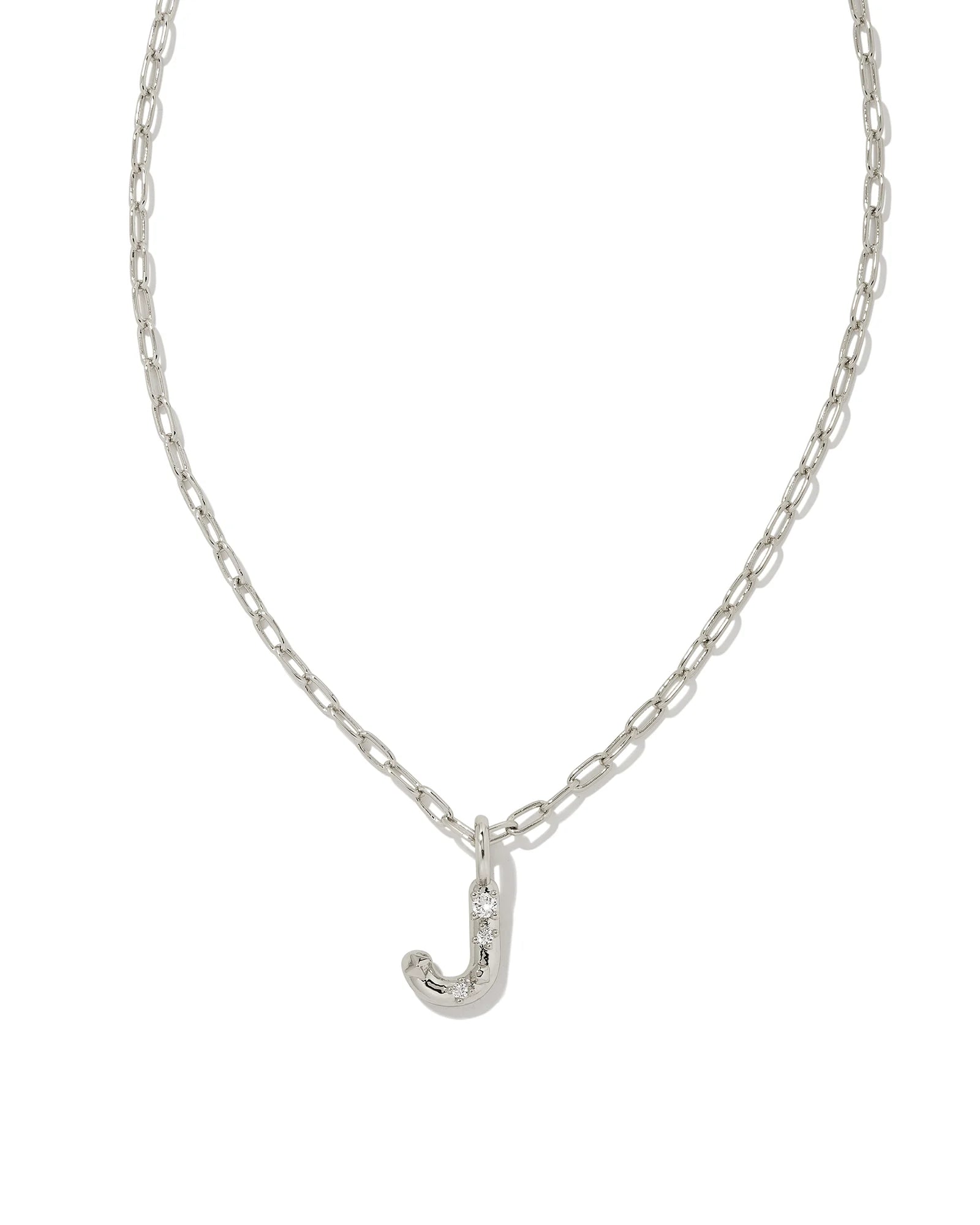 Crystal Letter Silver Short Pendant Necklace