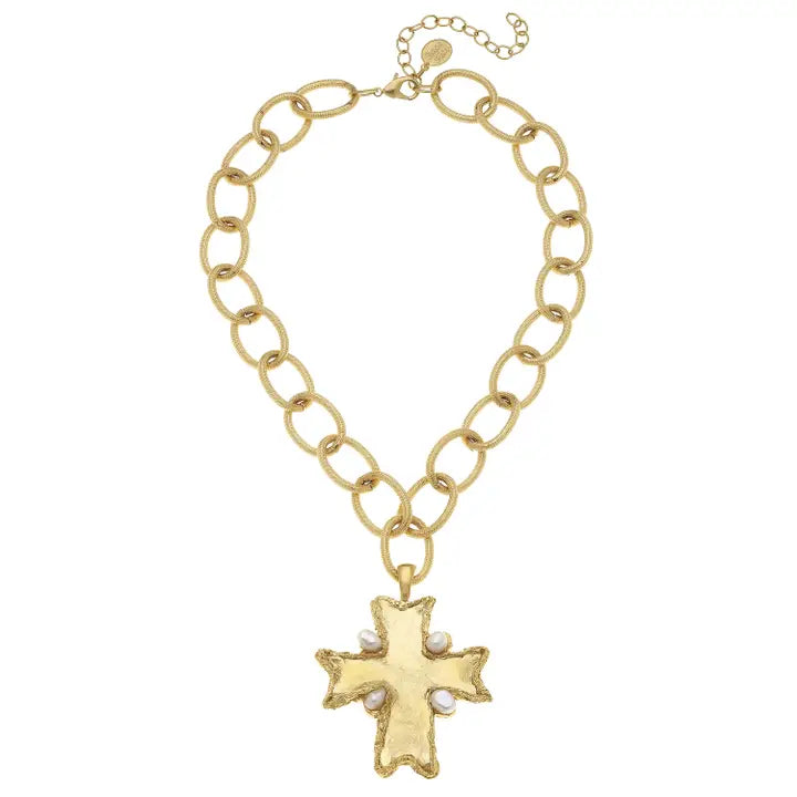 Susan Shaw Flare Cross Loop Chain Necklace
