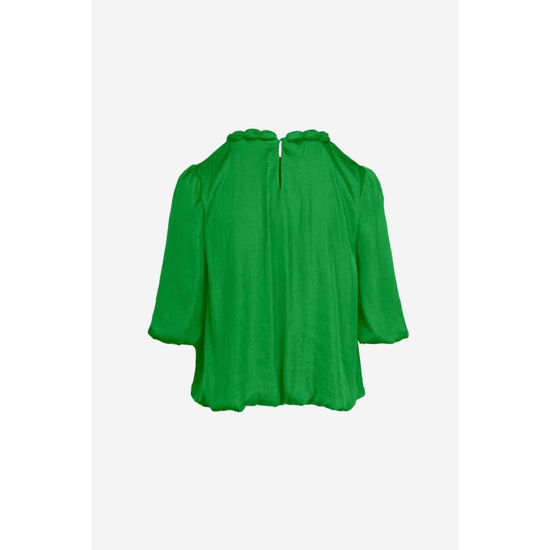 Round Neckline Accent Billowy Blouse