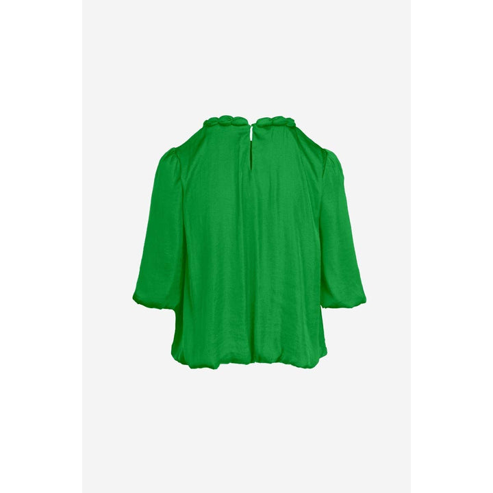 Round Neckline Accent Billowy Blouse