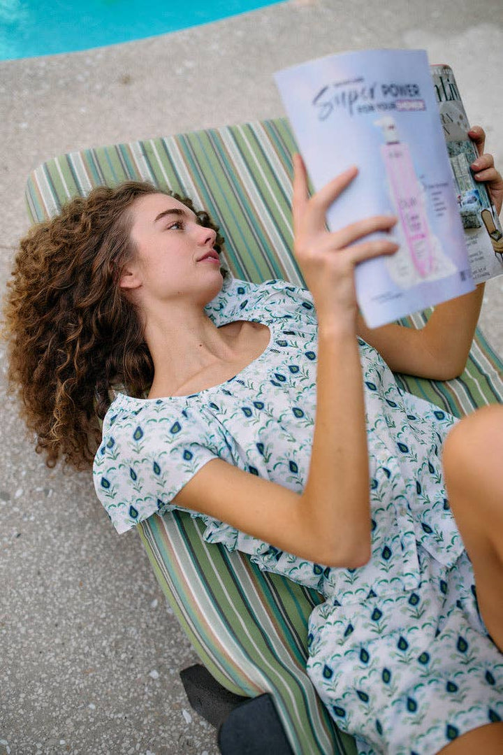 Brooks Avenue Ivy Flutter Sleeve Pajama Set Short - Rosemary White