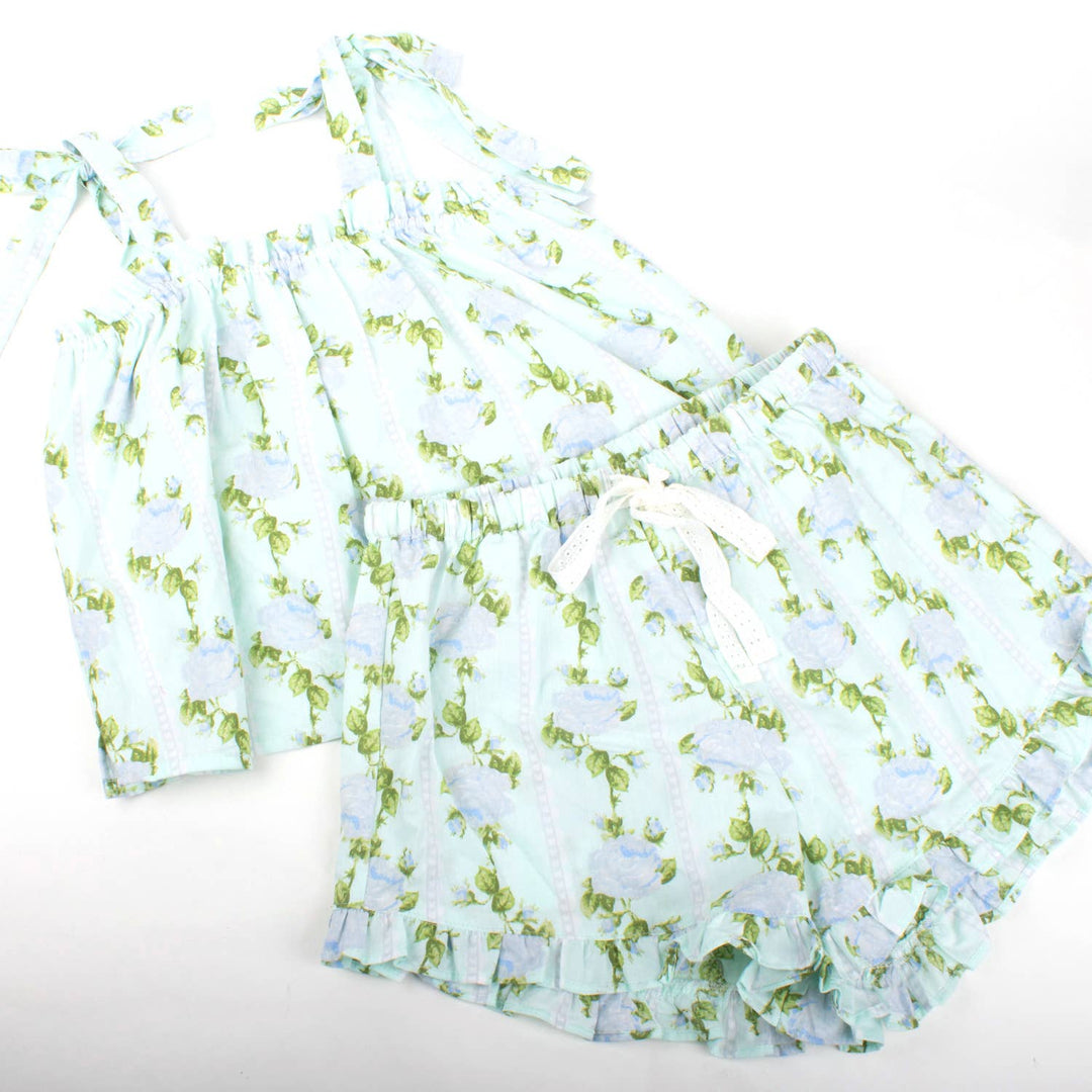 Vintage Rose Tie Top Ruffle Sleep Set
