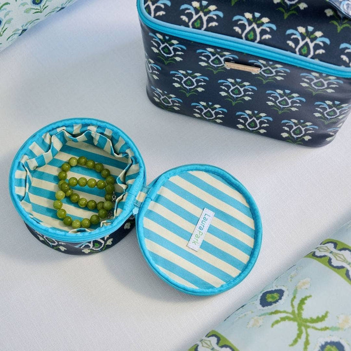 Laura Park Designs  Rosemary Indigo Round Jewelry Case