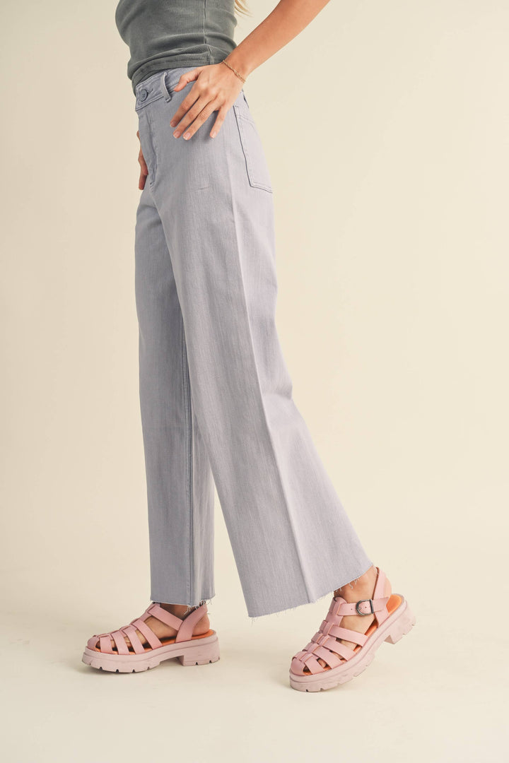 Straight Wide Leg Denim Pants