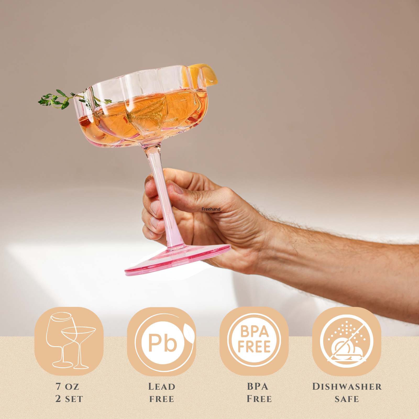The Wine Savant Flower Vintage Wavy Petals Wave Glass Coupes - Thumbnail 5