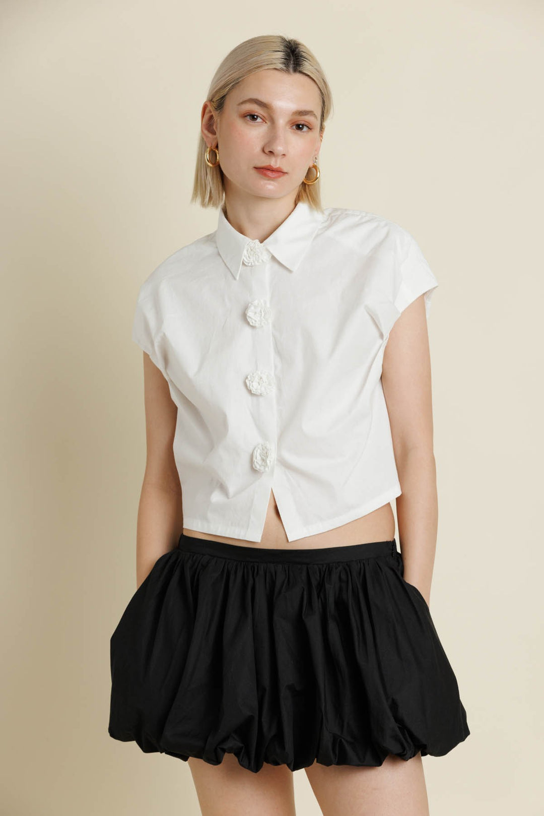 Shirt with Floral Buttons